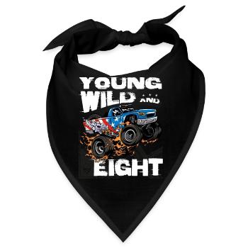 Junger, wilder und 8. Geburtstag Junge Monster Truck - Bandana - Schwarz - Vorne