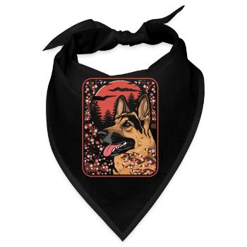Schäferhund Japan Cherry Blossom Moon - Bandana - Schwarz - Vorne