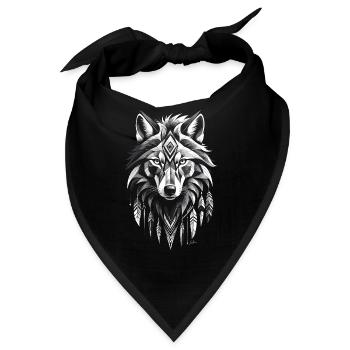 Geometrischer Wolf der amerikanischen Ureinwohner - Bandana - Schwarz - Vorne