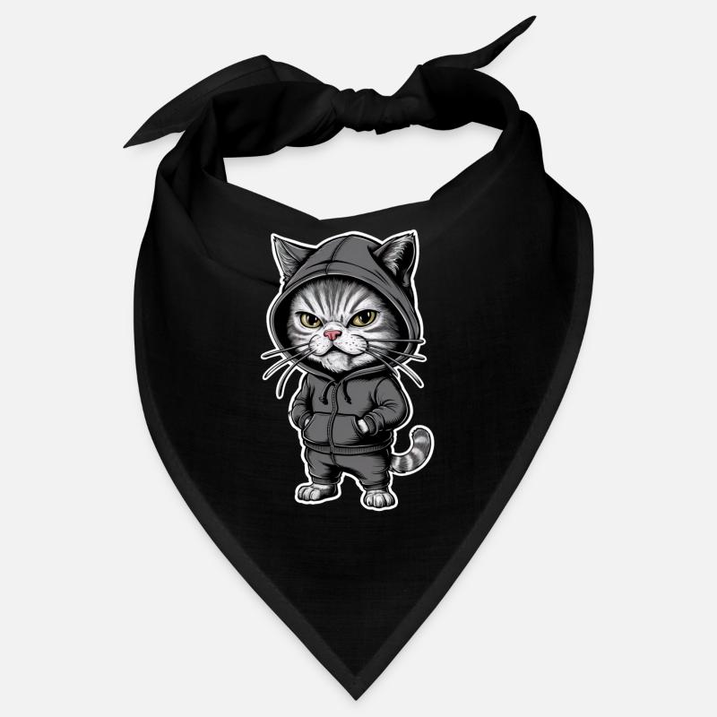 Chat en colère agacé dans un sweat à capuche élégant Bandana