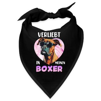 Boxer Hundemama VERLIEBT IN MEINEN BOXER Lustiges - Bandana - Schwarz - Vorne