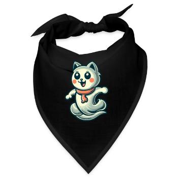 Niedliche Geister Katze Kawaii Geist Haustier - Bandana - Schwarz - Vorne