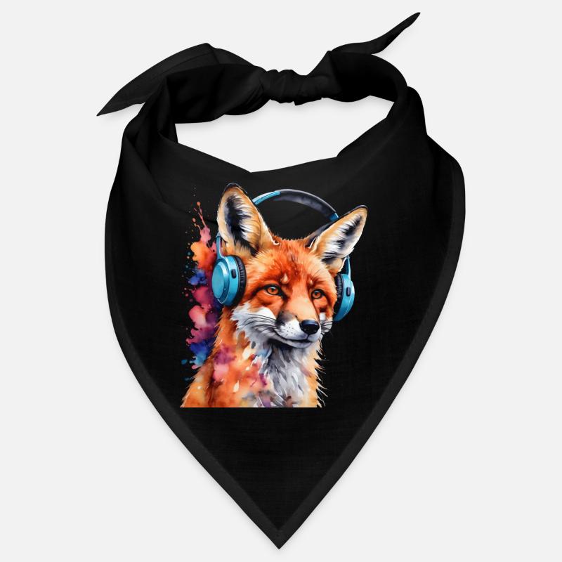 Fuchs Kopfhörer Musik Bunt Tier Design Print Bandana