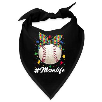 Baseball Ball Puzzle Mom Life Autism Awareness - Bandana - Schwarz - Vorne