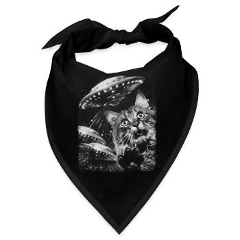 Maine Coon Katze UFO Alien Außerirdischer Selfie - Bandana - Schwarz - Vorne