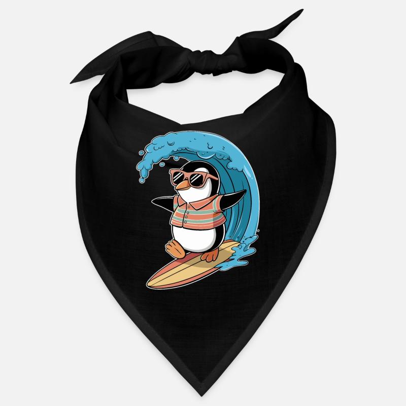 Surf de pingouin cool avec des lunettes de soleil Bandana