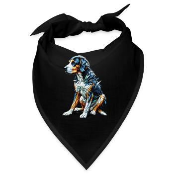 Polygon Art Schweizer Windhund - Bandana - Schwarz - Vorne