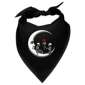 Romantik Liebe Gothik Mond Skelett Tod Rose Morbid - Bandana - Schwarz - Vorne
