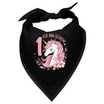 1. Geburtstag Mädchen 1 Jahr Pferd Pferde Einhorn - Bandana - Schwarz - Vorne