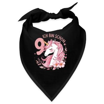 9. Geburtstag Mädchen 9 Jahre Pferd Pferde Einhorn - Bandana - Schwarz - Vorne