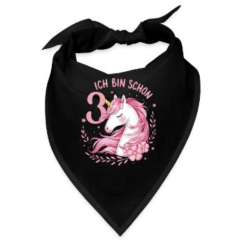3. Geburtstag Mädchen 3 Jahre Pferd Pferde Einhorn - Bandana - Schwarz - Vorne