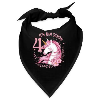 4. Geburtstag Mädchen 4 Jahre Pferd Pferde Einhorn - Bandana - Schwarz - Vorne