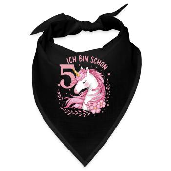 5. Geburtstag Mädchen 5 Jahre Pferd Pferde Einhorn - Bandana - Schwarz - Vorne