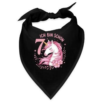 7. Geburtstag Mädchen 7 Jahre Pferd Pferde Einhorn - Bandana - Schwarz - Vorne