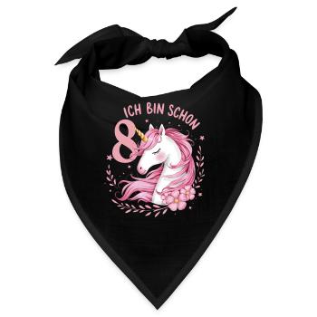 8. Geburtstag Mädchen 8 Jahre Pferd Pferde Einhorn - Bandana - Schwarz - Vorne