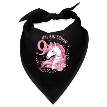 9. Geburtstag Mädchen 9 Jahre Pferd Pferde Einhorn - Bandana - Schwarz - Vorne