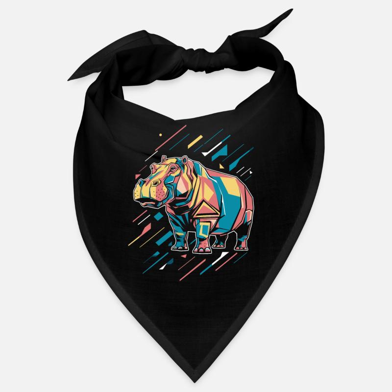 Bunter Geometrischer Hippo Mit Farbspritzern Bandana