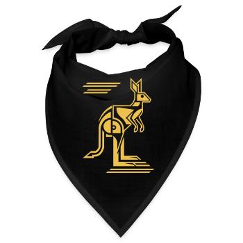 Geometrisches Känguru Kunstwerk in Gelb - Bandana - Schwarz - Vorne
