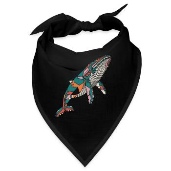 Bunter Geometrischer Wal Kunstwerk - Bandana - Schwarz - Vorne