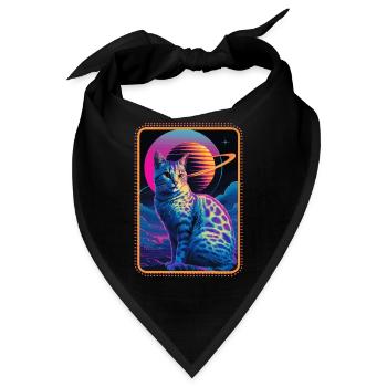 Tierkunst Planet Fantasy Kunstwerk Katzenuniversum - Bandana - Schwarz - Vorne