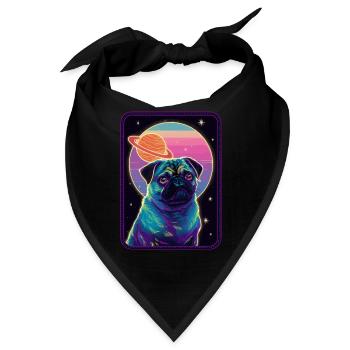 Tierkunst Planet Fantasy Kunstwerk: Mops mit - Bandana - Schwarz - Vorne