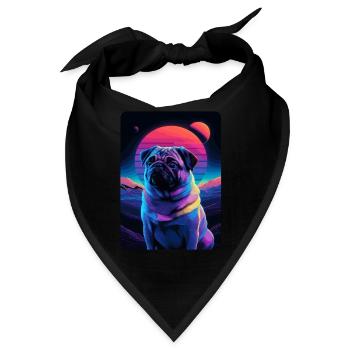 Tierkunst Planet Fantasie Artwork Mops - Bandana - Schwarz - Vorne