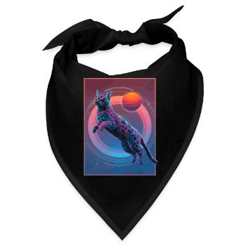 Tierkunst Planet Fantasy Artwork Katze und - Bandana - Schwarz - Vorne