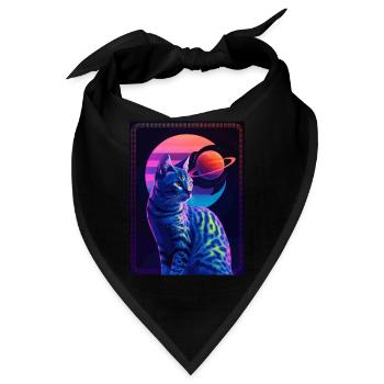Tierkunst Planet Fantasie Kunstwerk: Katze im - Bandana - Schwarz - Vorne