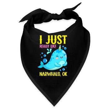 Narwhal Sea Süßer Narwhaler Liebhaber - Bandana - Schwarz - Vorne
