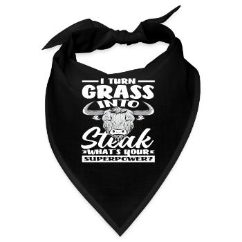 Ich Verwandle Gras In Steak Superkraft Highland - Bandana - Schwarz - Vorne