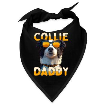 Border Collie Daddy Hunde Papa Vatertag Collie Dad - Bandana - Schwarz - Vorne