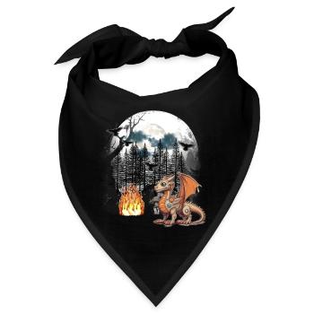Drache Drachen Fabel Mittelalter Märchen Myth Wald - Bandana - Schwarz - Vorne