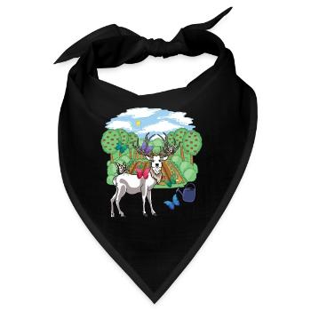 Rothirsch Wild Rehbock Schmetterlinge Natur Garten - Bandana - Schwarz - Vorne