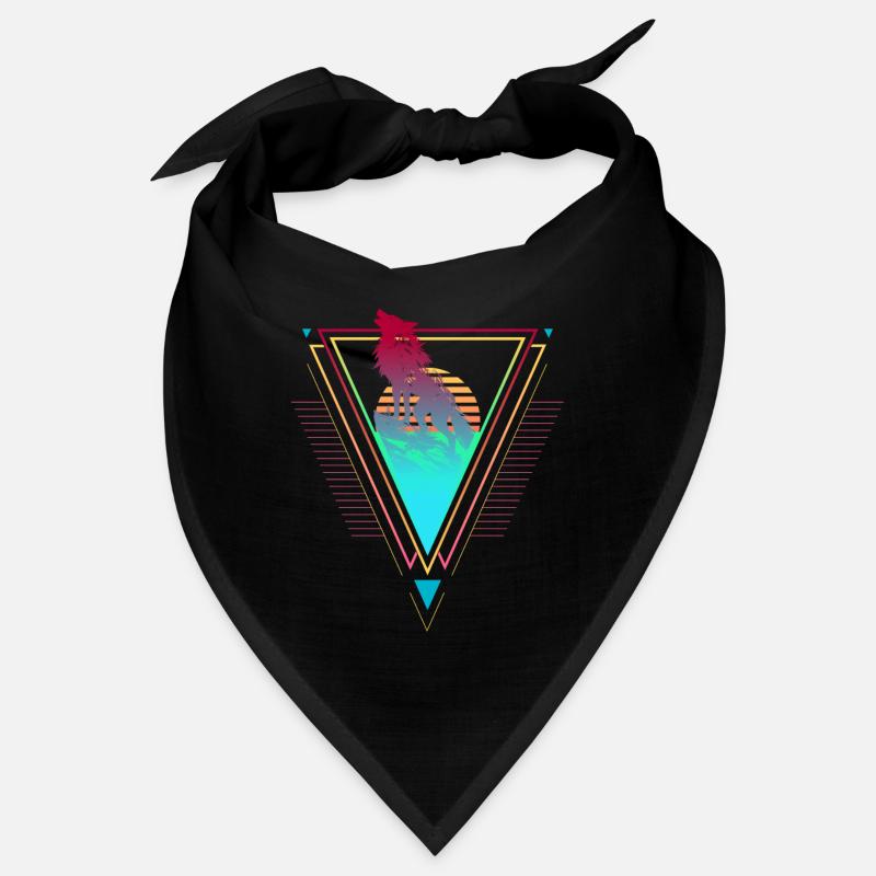 Coucher de soleil des années 90 et 80 de Wolf Vaporwave Synthwave Bandana