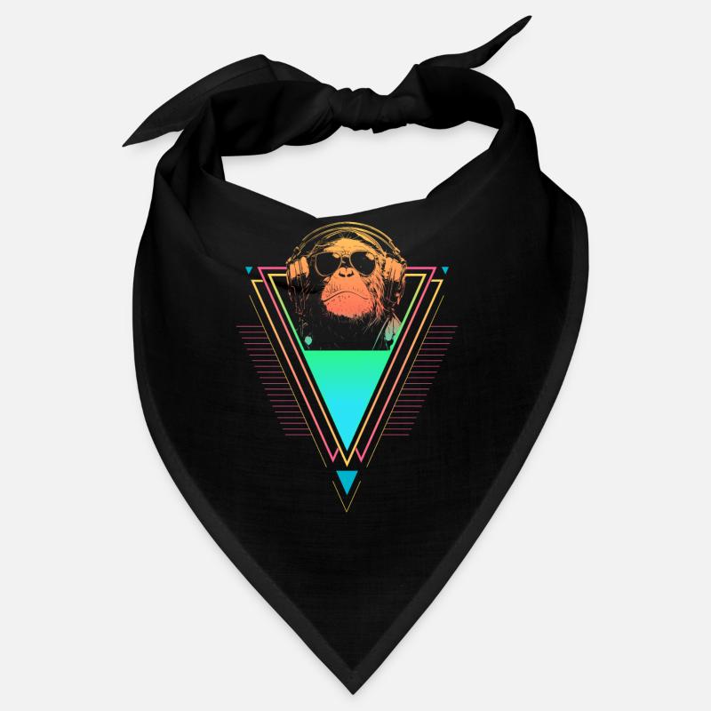 Chimpanzé Vaporwave Synthwave des années 90 80 coucher de soleil Bandana