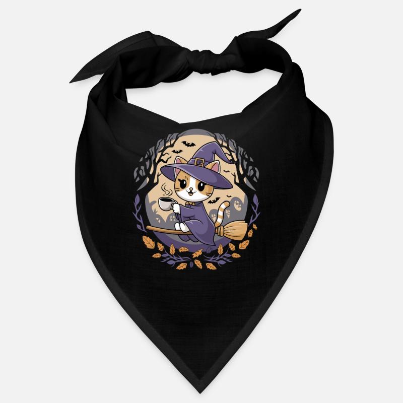 Chat mignon en sorcière pour Halloween Bandana