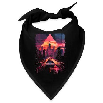 Vaporwave Retro Auto Stadt Synthwave 80er 90er - Bandana - Schwarz - Vorne