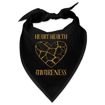 Bewusstsein für Herzgesundheit Goldenes Herz zerbrochen - Bandana - Schwarz - Vorne