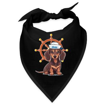 maritim Steuerrad Steuermann Dackel Matrose Kind - Bandana - Schwarz - Vorne