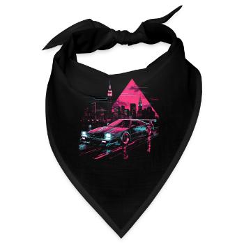 Synthwave Retro Auto Stadt Vaporwave 80er 90er - Bandana - Schwarz - Vorne