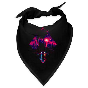 Synthwave Retro Auto Mann Stadt Vaporwave 90er - Bandana - Schwarz - Vorne