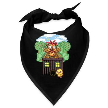 Hühner Huhn Bauwagen Garten Hühnerstall - Bandana - Schwarz - Vorne