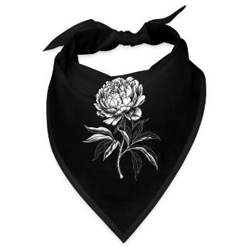 Pfingstrose Blume Botanisch Kunst Vintage Blumen Natur - Bandana - Schwarz - Vorne