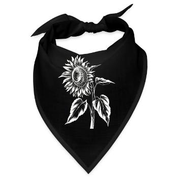 Sonnenblume Blume Botanisch Vintage Kunst Blumen - Bandana - Schwarz - Vorne