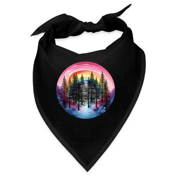 Regenbogen Wald Natur Naturliebhaber Fichten Baum - Bandana - Schwarz - Vorne