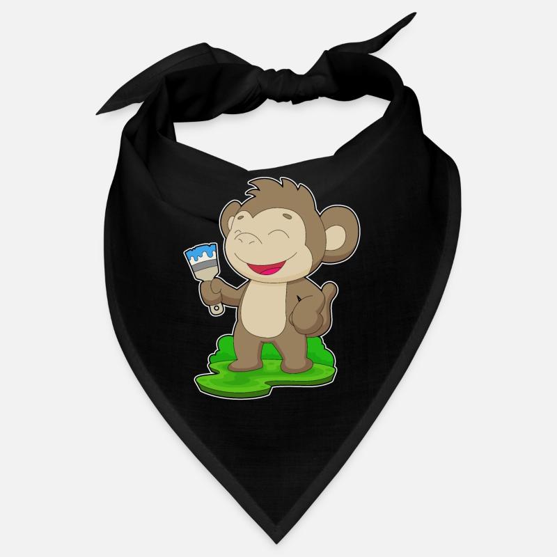 Monkey Painter Brush Painting Bandana