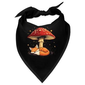Cottagecore Aesthetic Schlaffuchs Pilz Witchy - Bandana - Schwarz - Vorne