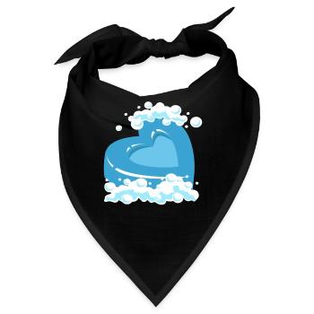 Blaues Herz Mit Schaum Motiv - Bandana - Schwarz - Vorne