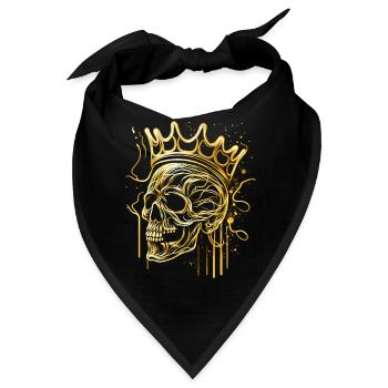 Schädel Goldener Totenkopf mit Krone Abstrakt - Bandana - Schwarz - Vorne