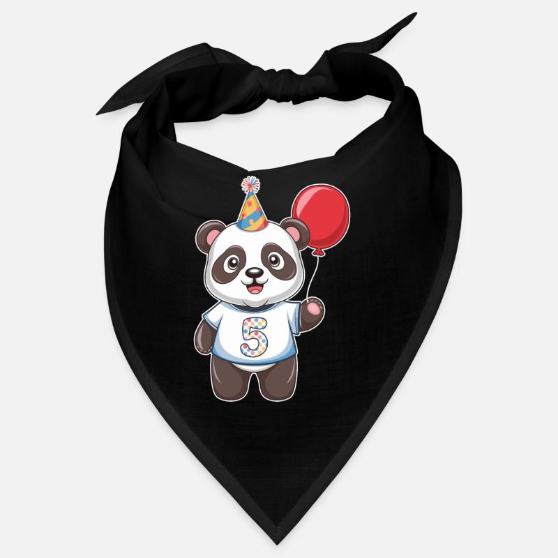 Fifth Birthday Panda Party Hat Balloon Bandana
